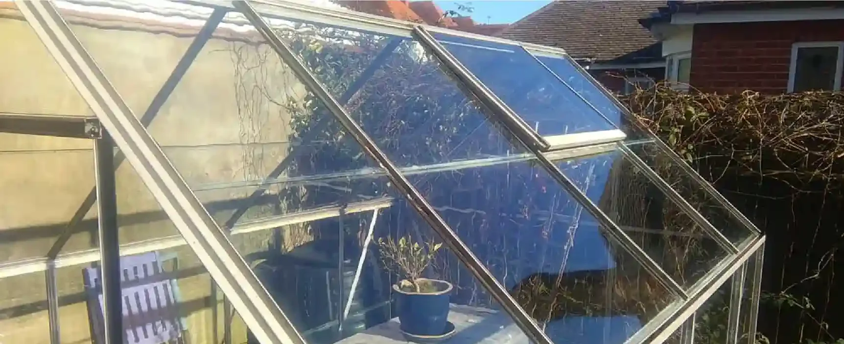 Clean and well-maintained conservatory glass structure after professional cleaning by Pino Construction Ltd in the UK.